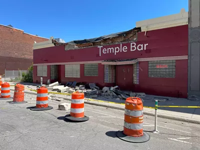 Damage at Detroit’s Temple Bar on Friday morning.